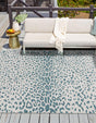 Teal 13' 1 x 13' 1 Outdoor Safari Square Area Rug Weather Resistant for Patio, Deck, Terrace, Balcony, Porch Animal Print Wildlife Nature Carpet for Sale at Rug Engine