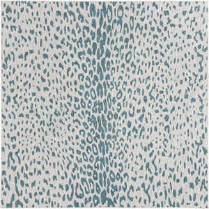 Teal 10' x 10' Outdoor Safari Square Area Rug Weather Resistant for Patio, Deck, Terrace, Balcony, Porch Animal Print Wildlife Nature Carpet for Sale at Rug Engine