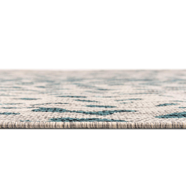 Teal 3' 1 x 3' 1 Outdoor Safari Round Area Rug Weather Resistant for Patio, Deck, Terrace, Balcony, Porch Animal Print Wildlife Nature Carpet for Sale at Rug Engine