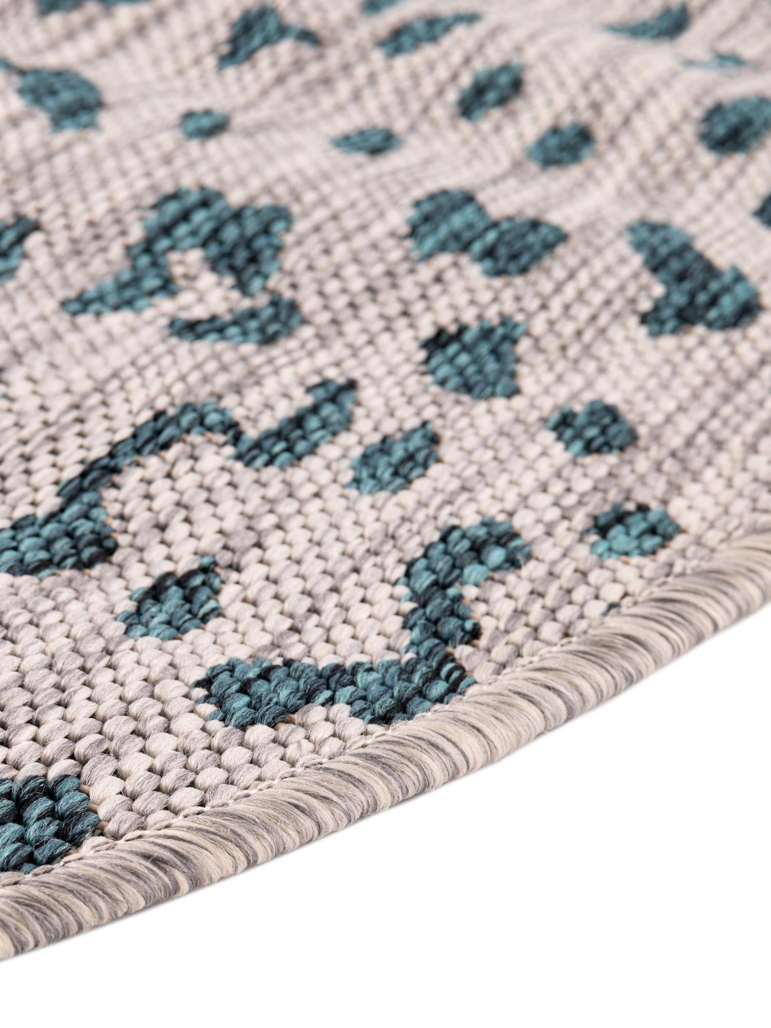 Teal 3' 1 x 3' 1 Outdoor Safari Round Area Rug Weather Resistant for Patio, Deck, Terrace, Balcony, Porch Animal Print Wildlife Nature Carpet for Sale at Rug Engine