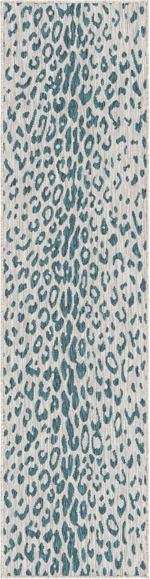 Teal 2' x 8' Outdoor Safari Runner Area Rug Weather Resistant for Patio, Deck, Terrace, Balcony, Porch Animal Print Wildlife Nature Carpet for Sale at Rug Engine