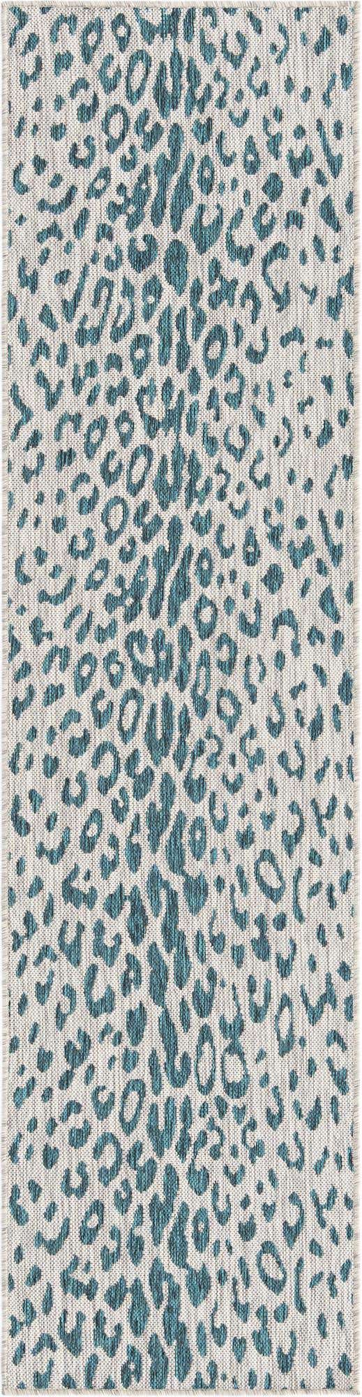 Teal 2' x 8' Outdoor Safari Runner Area Rug Weather Resistant for Patio, Deck, Terrace, Balcony, Porch Animal Print Wildlife Nature Carpet for Sale at Rug Engine