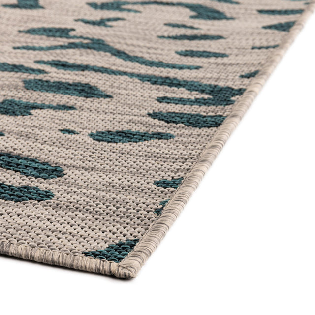 Teal 2' x 8' Outdoor Safari Runner Area Rug Weather Resistant for Patio, Deck, Terrace, Balcony, Porch Animal Print Wildlife Nature Carpet for Sale at Rug Engine