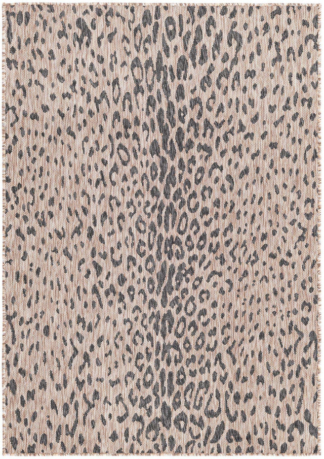 Natural 4' 1 x 6' 1 Outdoor Safari Rectangle Area Rug Weather Resistant for Patio, Deck, Terrace, Balcony, Porch Animal Print Wildlife Nature Carpet for Sale at Rug Engine