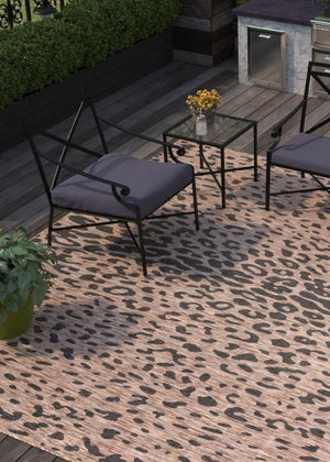 Natural 7' 10 x 7' 10 Outdoor Safari Square Area Rug Weather Resistant for Patio, Deck, Terrace, Balcony, Porch Animal Print Wildlife Nature Carpet for Sale at Rug Engine