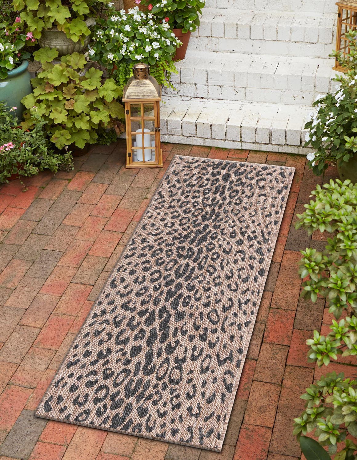 Natural 2' 7 x 10' Outdoor Safari Runner Area Rug Weather Resistant for Patio, Deck, Terrace, Balcony, Porch Animal Print Wildlife Nature Carpet for Sale at Rug Engine