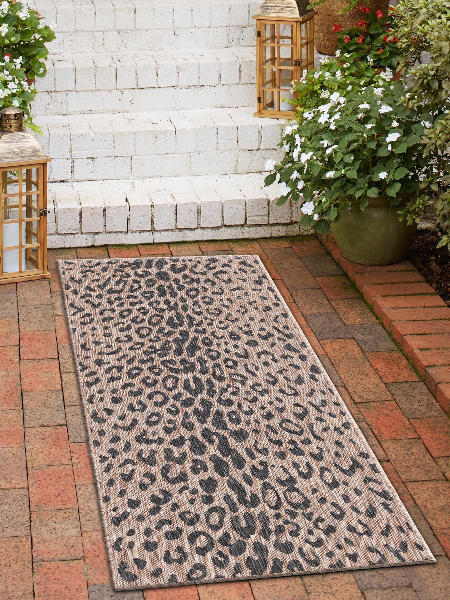 Natural 2' 7 x 10' Outdoor Safari Runner Area Rug Weather Resistant for Patio, Deck, Terrace, Balcony, Porch Animal Print Wildlife Nature Carpet for Sale at Rug Engine