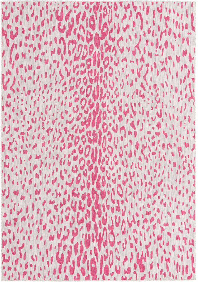 Pink Gray 7' 10 x 11' Outdoor Safari Rectangle Area Rug Weather Resistant for Patio, Deck, Terrace, Balcony, Porch Animal Print Wildlife Nature Carpet for Sale at Rug Engine