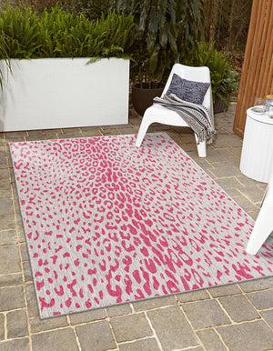 Pink Gray 5' 3 x 8' Outdoor Safari Rectangle Area Rug Weather Resistant for Patio, Deck, Terrace, Balcony, Porch Animal Print Wildlife Nature Carpet for Sale at Rug Engine