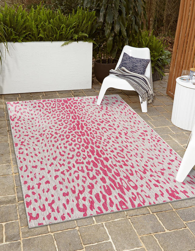 Pink Gray 7' 10 x 11' Outdoor Safari Rectangle Area Rug Weather Resistant for Patio, Deck, Terrace, Balcony, Porch Animal Print Wildlife Nature Carpet for Sale at Rug Engine