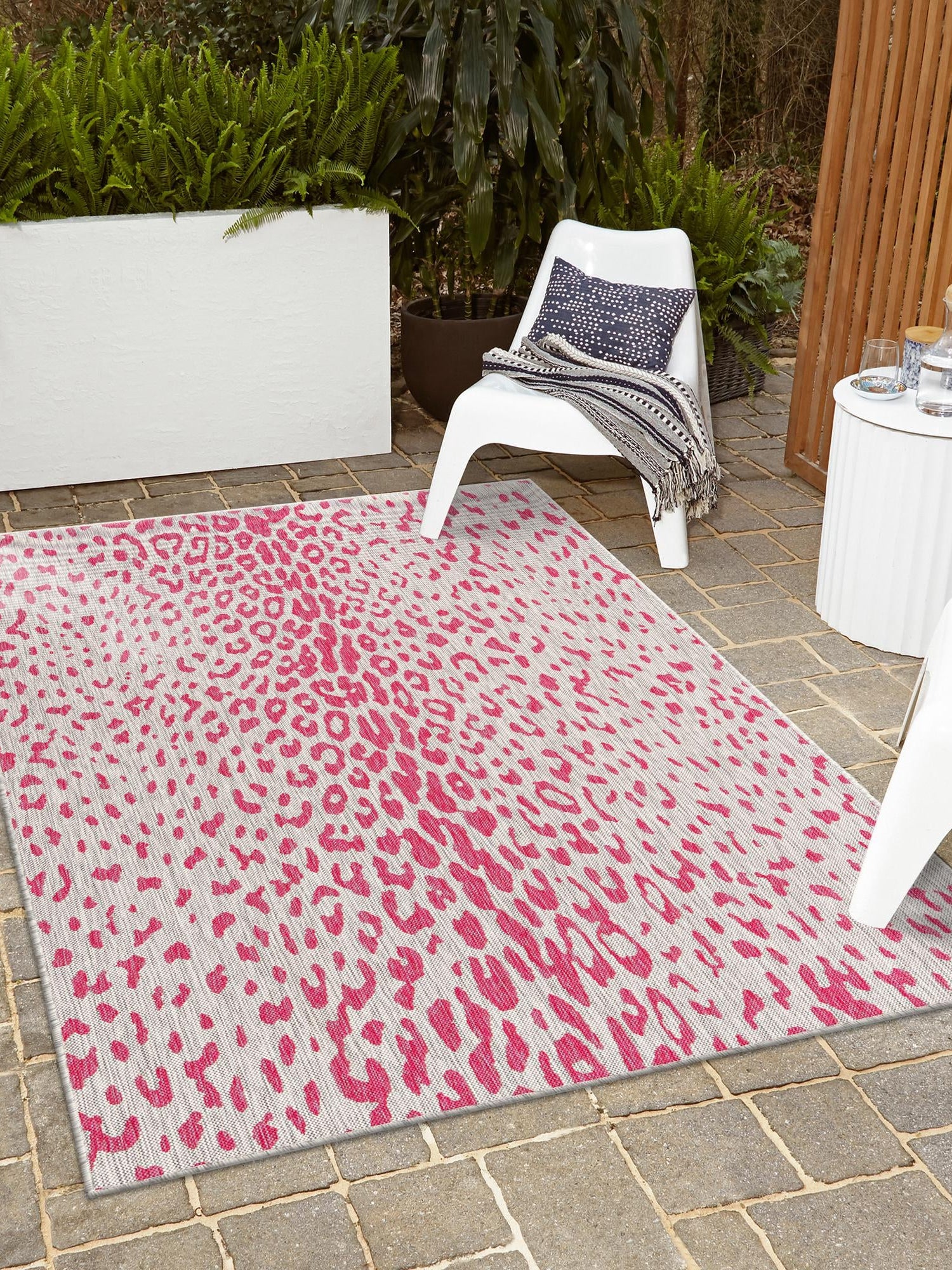 Pink Gray 3' 1 x 5' 3 Outdoor Safari Rectangle Area Rug Weather Resistant for Patio, Deck, Terrace, Balcony, Porch Animal Print Wildlife Nature Carpet for Sale at Rug Engine