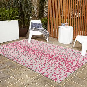 Pink Gray 3' 1 x 5' 3 Outdoor Safari Rectangle Area Rug Weather Resistant for Patio, Deck, Terrace, Balcony, Porch Animal Print Wildlife Nature Carpet for Sale at Rug Engine