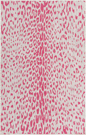 Pink Gray 5' 3 x 8' Outdoor Safari Rectangle Area Rug Weather Resistant for Patio, Deck, Terrace, Balcony, Porch Animal Print Wildlife Nature Carpet for Sale at Rug Engine