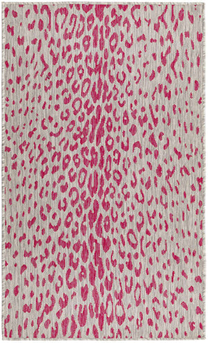 Pink Gray 3' 1 x 5' 3 Outdoor Safari Rectangle Area Rug Weather Resistant for Patio, Deck, Terrace, Balcony, Porch Animal Print Wildlife Nature Carpet for Sale at Rug Engine