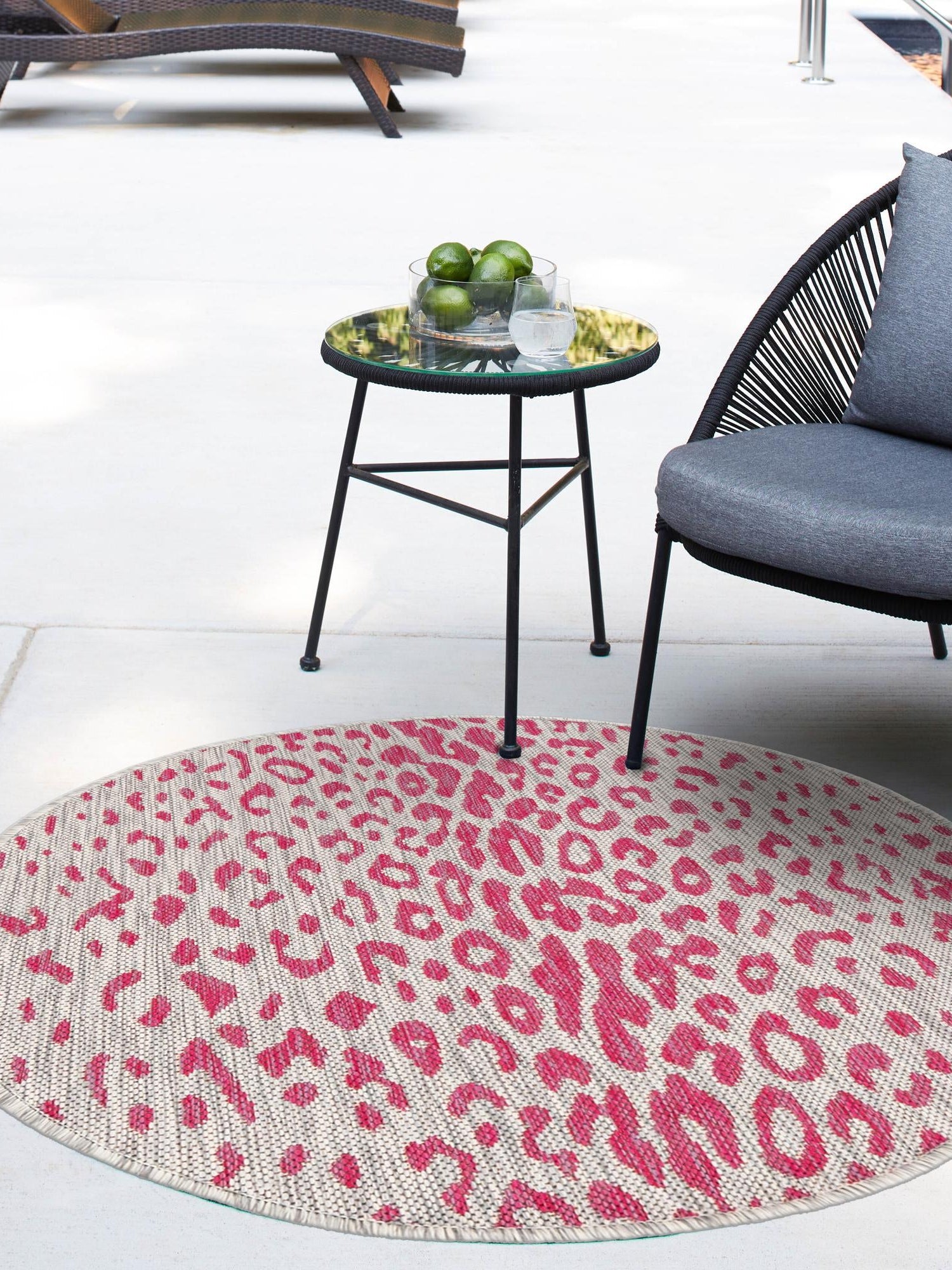 Pink Gray 10' x 10' Outdoor Safari Round Area Rug Weather Resistant for Patio, Deck, Terrace, Balcony, Porch Animal Print Wildlife Nature Carpet for Sale at Rug Engine