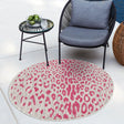 Pink Gray 4' 1 x 4' 1 Outdoor Safari Round Area Rug Weather Resistant for Patio, Deck, Terrace, Balcony, Porch Animal Print Wildlife Nature Carpet for Sale at Rug Engine