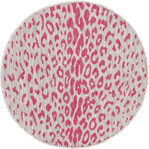 Pink Gray 3' 1 x 3' 1 Outdoor Safari Round Area Rug Weather Resistant for Patio, Deck, Terrace, Balcony, Porch Animal Print Wildlife Nature Carpet for Sale at Rug Engine