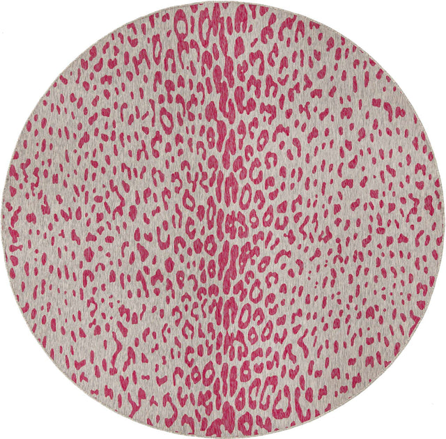 Pink Gray 10' x 10' Outdoor Safari Round Area Rug Weather Resistant for Patio, Deck, Terrace, Balcony, Porch Animal Print Wildlife Nature Carpet for Sale at Rug Engine