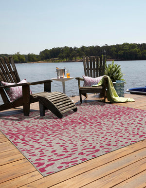Pink Gray 10' x 10' Outdoor Safari Square Area Rug Weather Resistant for Patio, Deck, Terrace, Balcony, Porch Animal Print Wildlife Nature Carpet for Sale at Rug Engine
