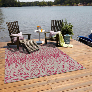 Pink Gray 10' x 10' Outdoor Safari Square Area Rug Weather Resistant for Patio, Deck, Terrace, Balcony, Porch Animal Print Wildlife Nature Carpet for Sale at Rug Engine