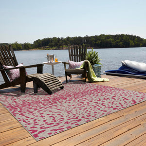 Pink Gray 10' x 10' Outdoor Safari Square Area Rug Weather Resistant for Patio, Deck, Terrace, Balcony, Porch Animal Print Wildlife Nature Carpet for Sale at Rug Engine