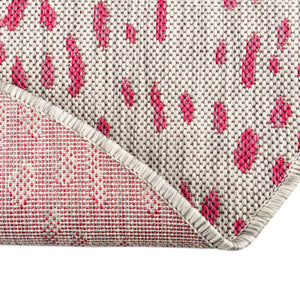 Pink Gray 4' 1 x 4' 1 Outdoor Safari Round Area Rug Weather Resistant for Patio, Deck, Terrace, Balcony, Porch Animal Print Wildlife Nature Carpet for Sale at Rug Engine
