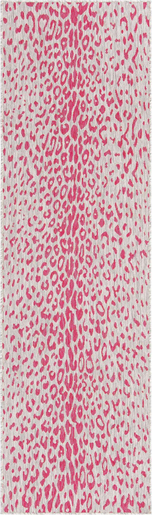 Pink Gray 2' 7 x 10' Outdoor Safari Runner Area Rug Weather Resistant for Patio, Deck, Terrace, Balcony, Porch Animal Print Wildlife Nature Carpet for Sale at Rug Engine