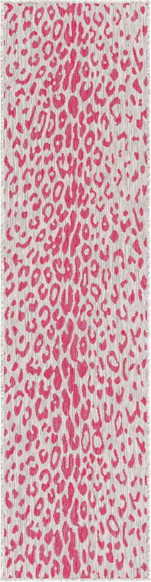 Pink Gray 2' x 8' Outdoor Safari Runner Area Rug Weather Resistant for Patio, Deck, Terrace, Balcony, Porch Animal Print Wildlife Nature Carpet for Sale at Rug Engine