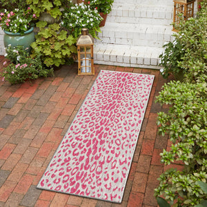 Pink Gray 2' x 8' Outdoor Safari Runner Area Rug Weather Resistant for Patio, Deck, Terrace, Balcony, Porch Animal Print Wildlife Nature Carpet for Sale at Rug Engine