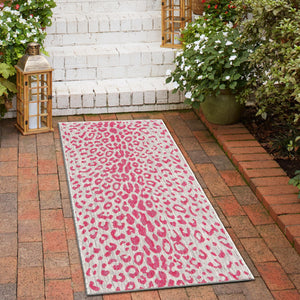 Pink Gray 2' x 8' Outdoor Safari Runner Area Rug Weather Resistant for Patio, Deck, Terrace, Balcony, Porch Animal Print Wildlife Nature Carpet for Sale at Rug Engine