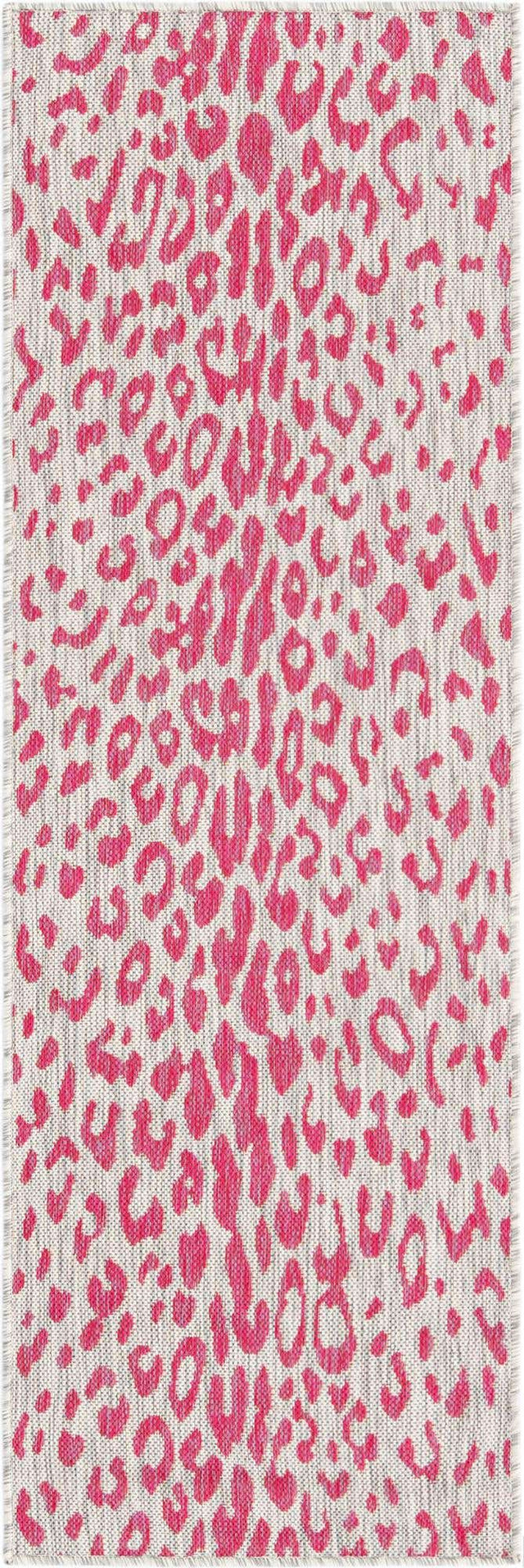 Pink Gray 2' x 6' 1 Outdoor Safari Runner Area Rug Weather Resistant for Patio, Deck, Terrace, Balcony, Porch Animal Print Wildlife Nature Carpet for Sale at Rug Engine