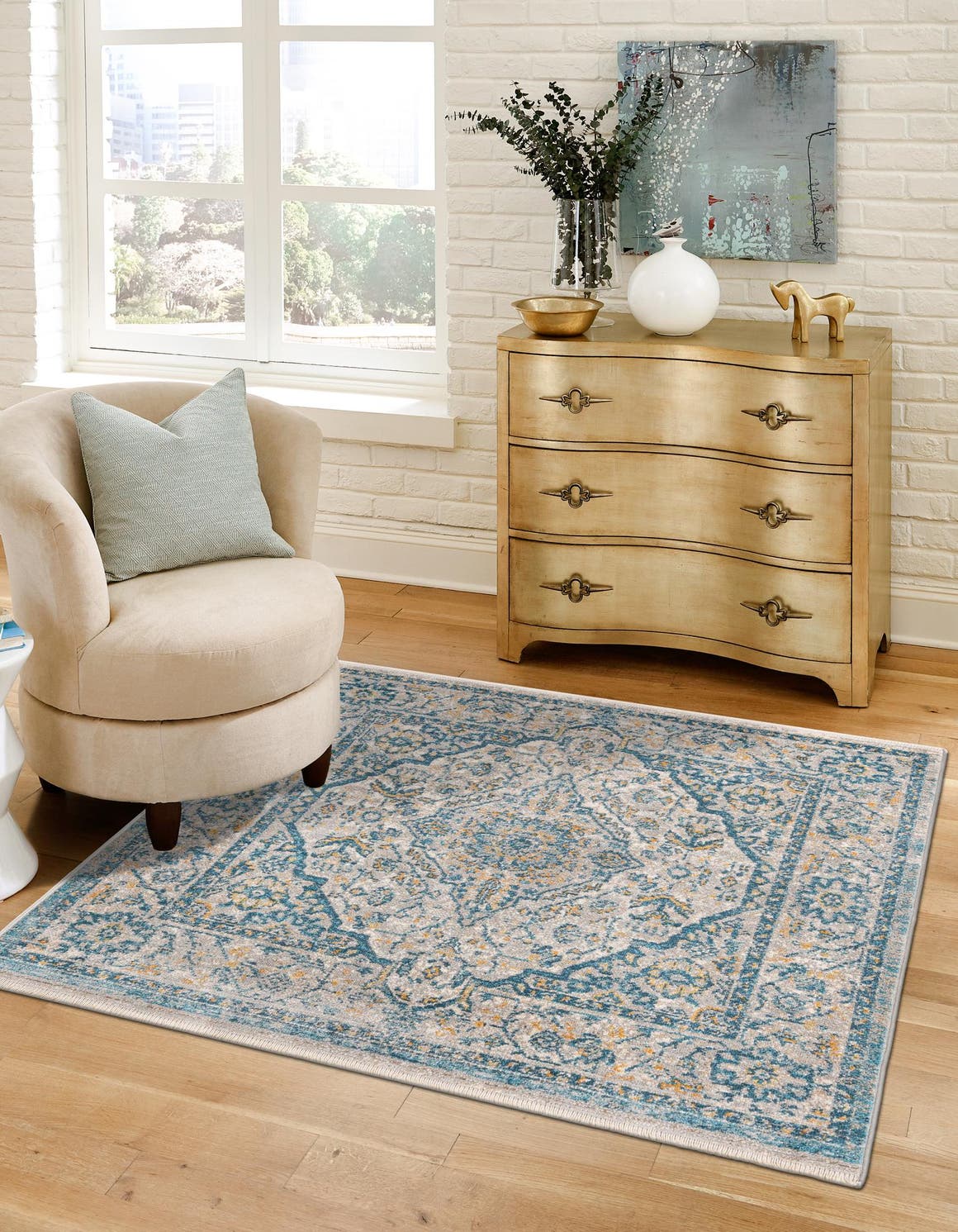Light Gray 3' 11 x 3' 11 Lola Square Area Rug Polypropylene With Jute Backing Traditional Pattern Easy Clean Carpet for Home Interior Design for Sale at Rug Engine