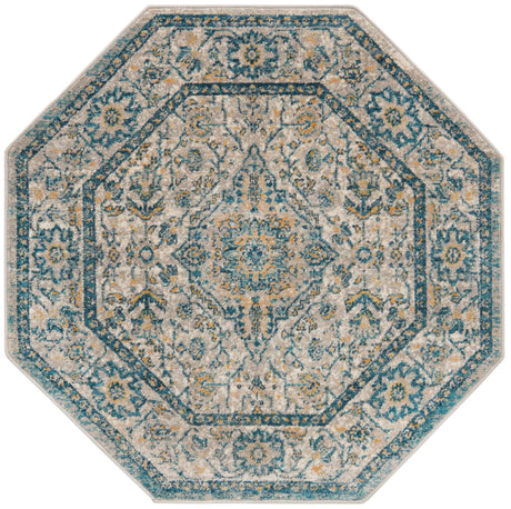 Light Gray 3' 11 x 3' 11 Lola Octagon Area Rug Polypropylene With Jute Backing Traditional Pattern Easy Clean Carpet for Home Interior Design for Sale at Rug Engine