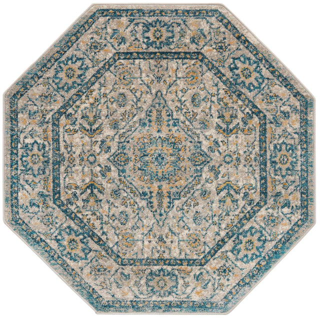 Light Gray 3' 11 x 3' 11 Lola Octagon Area Rug Polypropylene With Jute Backing Traditional Pattern Easy Clean Carpet for Home Interior Design for Sale at Rug Engine