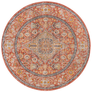 Brick Red 7' x 7' Lola Round Area Rug Polypropylene With Jute Backing Traditional Pattern Easy Clean Carpet for Home Interior Design for Sale at Rug Engine