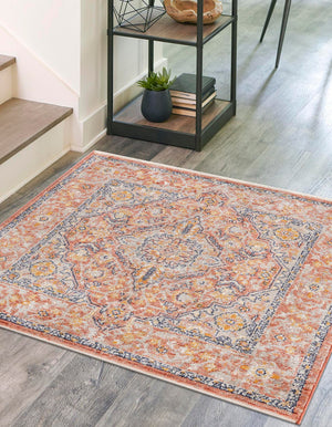 Brick Red 7' 10 x 7' 10 Lola Square Area Rug Polypropylene With Jute Backing Traditional Pattern Easy Clean Carpet for Home Interior Design for Sale at Rug Engine