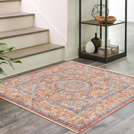 Brick Red 7' 10 x 7' 10 Lola Square Area Rug Polypropylene With Jute Backing Traditional Pattern Easy Clean Carpet for Home Interior Design for Sale at Rug Engine