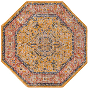 Yellow 3' 11 x 3' 11 Lola Octagon Area Rug Polypropylene With Jute Backing Traditional Pattern Easy Clean Carpet for Home Interior Design for Sale at Rug Engine