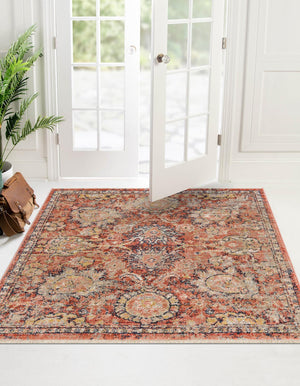 Brick Red 7' 10 x 7' 10 Lola Square Area Rug Polypropylene With Jute Backing Traditional Pattern Easy Clean Carpet for Home Interior Design for Sale at Rug Engine