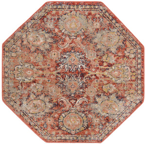 Brick Red 3' 11 x 3' 11 Lola Octagon Area Rug Polypropylene With Jute Backing Traditional Pattern Easy Clean Carpet for Home Interior Design for Sale at Rug Engine