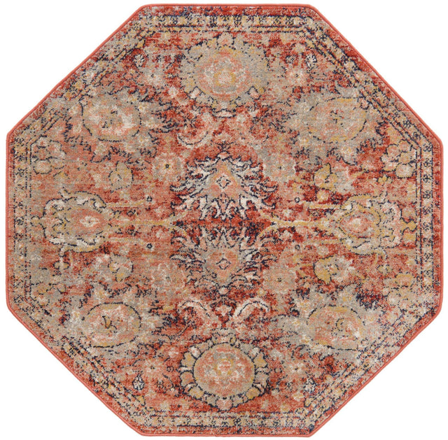 Brick Red 3' 11 x 3' 11 Lola Octagon Area Rug Polypropylene With Jute Backing Traditional Pattern Easy Clean Carpet for Home Interior Design for Sale at Rug Engine