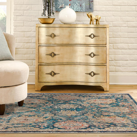 Blue 7' 10 x 7' 10 Lola Square Area Rug Polypropylene With Jute Backing Traditional Pattern Easy Clean Carpet for Home Interior Design for Sale at Rug Engine
