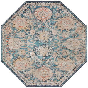 Blue 3' 11 x 3' 11 Lola Octagon Area Rug Polypropylene With Jute Backing Traditional Pattern Easy Clean Carpet for Home Interior Design for Sale at Rug Engine