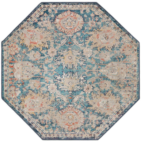 Blue 3' 11 x 3' 11 Lola Octagon Area Rug Polypropylene With Jute Backing Traditional Pattern Easy Clean Carpet for Home Interior Design for Sale at Rug Engine