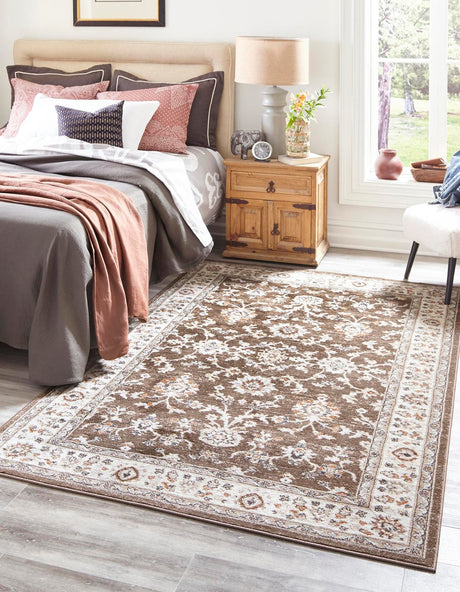 Brown 3' 1 x 5' 3 Charlotte Rectangle Area Rug 100% Polypropylene With Jute Backing Traditional Classical Durable Carpet for Living Dining Office Rooms for Sale at Rug Engine