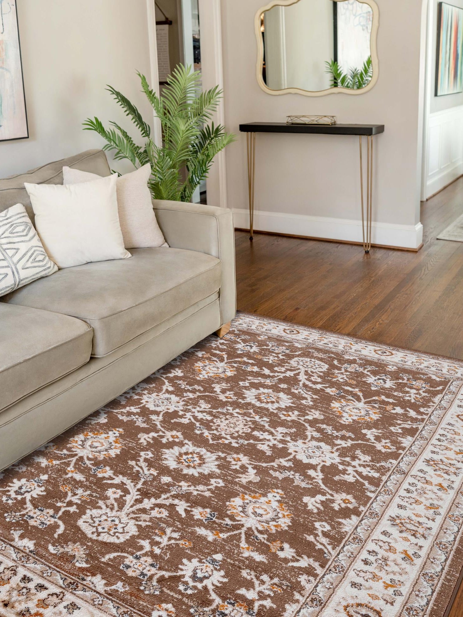 Brown 6' 1 x 9' Charlotte Rectangle Area Rug 100% Polypropylene With Jute Backing Traditional Classical Durable Carpet for Living Dining Office Rooms for Sale at Rug Engine