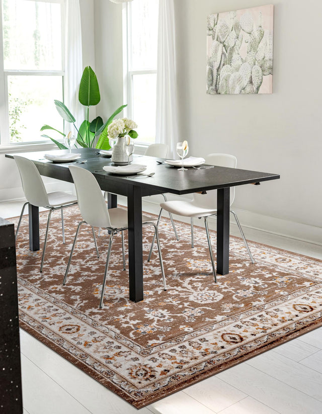 Brown 5' 3 x 8' Charlotte Rectangle Area Rug 100% Polypropylene With Jute Backing Traditional Classical Durable Carpet for Living Dining Office Rooms for Sale at Rug Engine