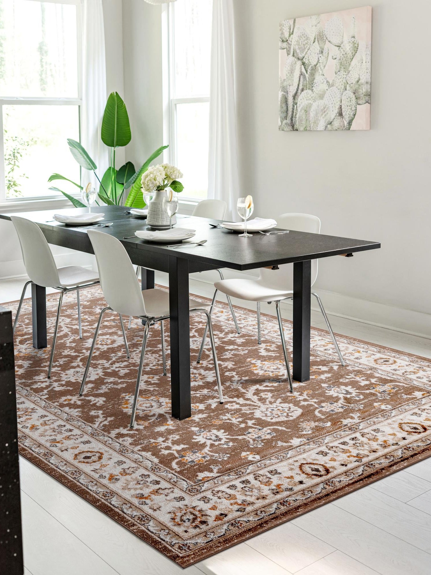 Brown 3' 1 x 5' 3 Charlotte Rectangle Area Rug 100% Polypropylene With Jute Backing Traditional Classical Durable Carpet for Living Dining Office Rooms for Sale at Rug Engine