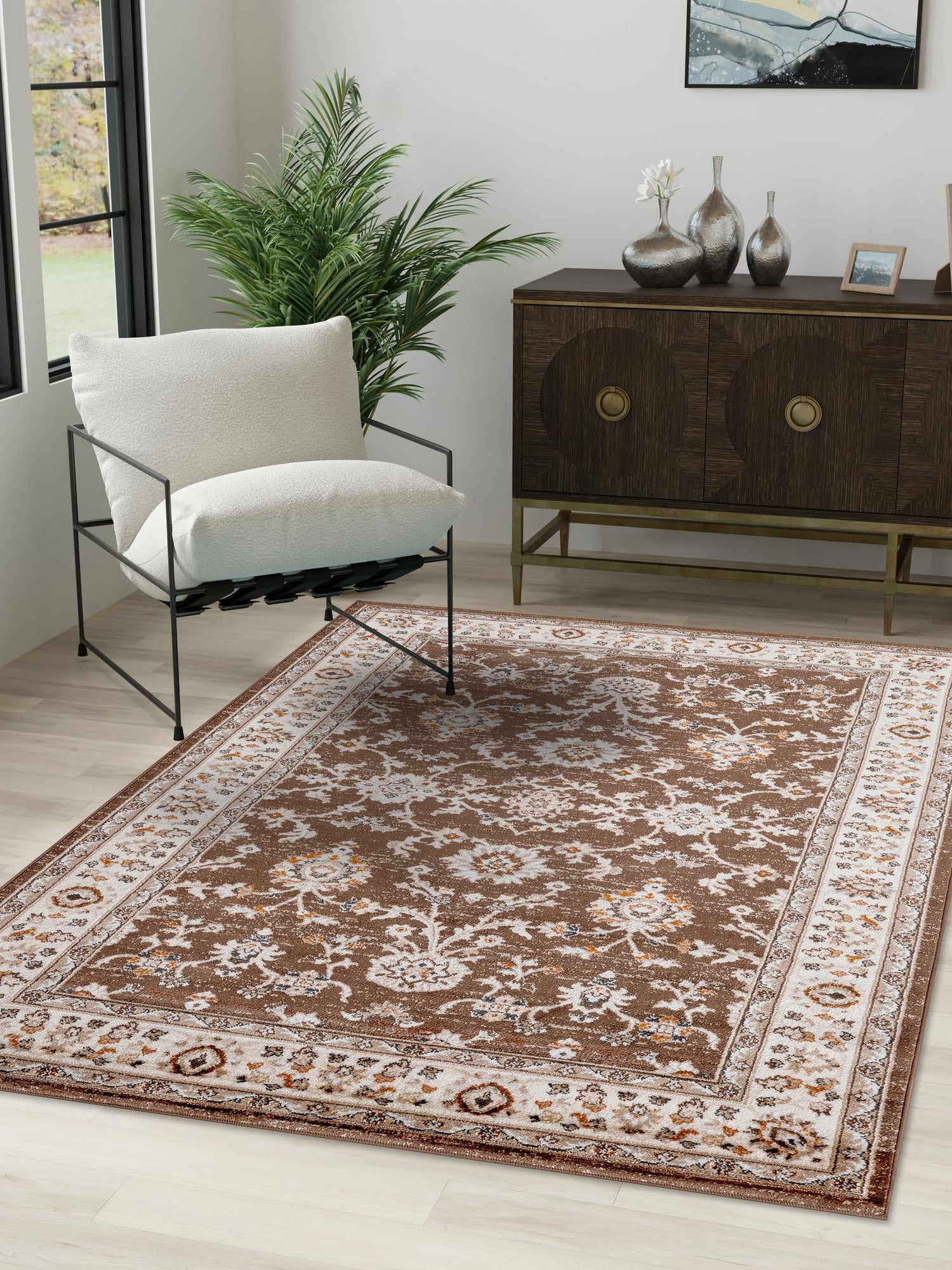 Brown 9' x 12' Charlotte Rectangle Area Rug 100% Polypropylene With Jute Backing Traditional Classical Durable Carpet for Living Dining Office Rooms for Sale at Rug Engine