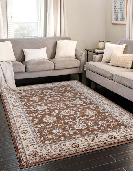 Brown 5' 3 x 8' Charlotte Rectangle Area Rug 100% Polypropylene With Jute Backing Traditional Classical Durable Carpet for Living Dining Office Rooms for Sale at Rug Engine